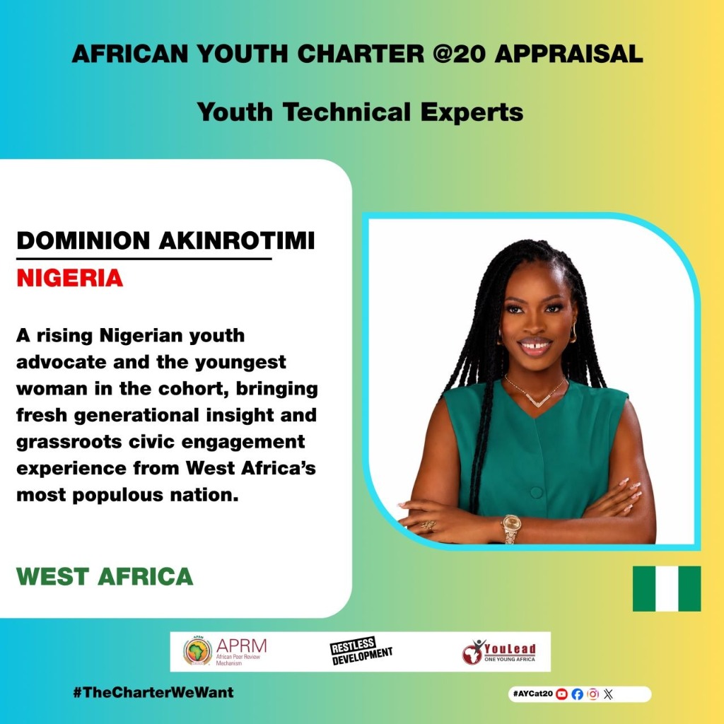 Selected as Youth Technical Expert for the African Youth Charter @20 Appraisal